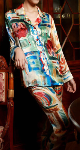 Silke pyjamas printed 100% silke 19momme