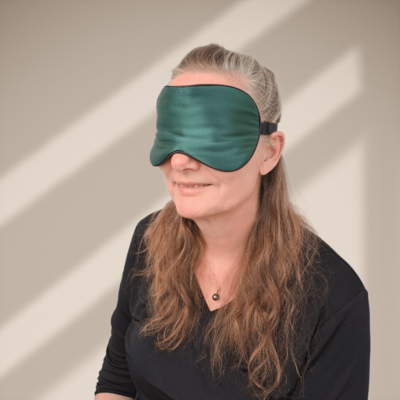 Silke SoveMaske -100% SilkeStof -100% SilkeFyld! Farve Smaragd