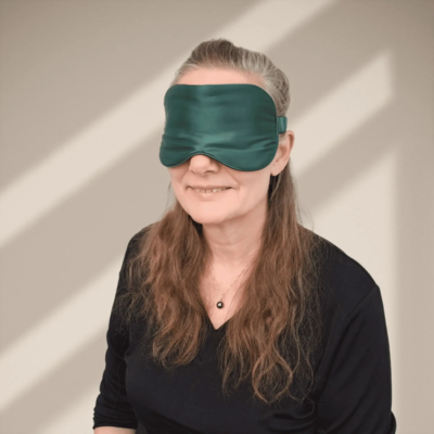 Silke SoveMaske -100% SilkeStof -100% SilkeFyld. Farve Smaragd