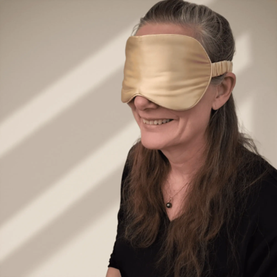 Silke SoveMaske -100% SilkeStof -100% SilkeFyld! Farve Champagne