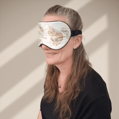 Silke SoveMaske -100% SilkeStof -100% SilkeFyld. Elegant, Gyldne farver - Blomstret