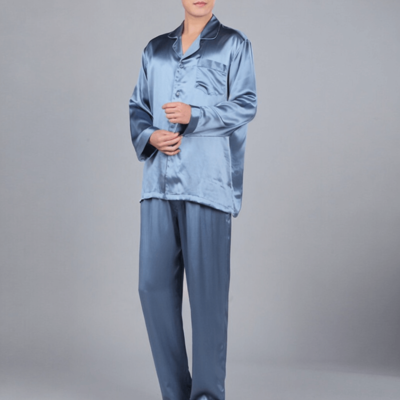 Silke Pyjamas DueBlå, 19momme 100% Mulberry silke