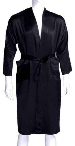 Silke Kimono Klassisk, sort 100% silke 19momme