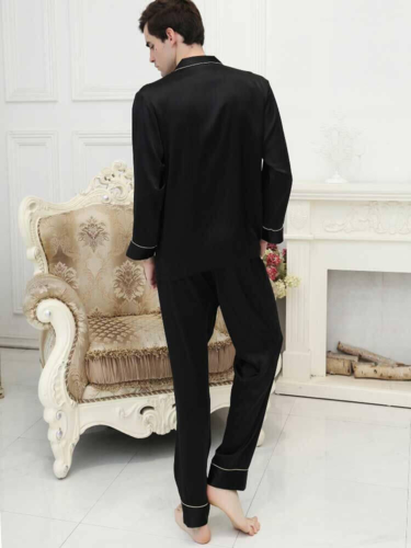 Silke pyjamas sort, 100% silke 19momme
