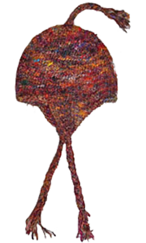 Silke Sari Hat hæklet, 100% silke,  fairtrade, Recycled