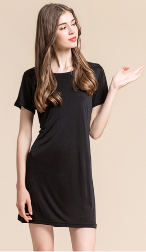 Silke Natkjole 100% silke - sort