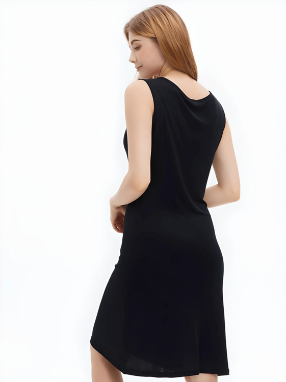 Silketanktopkjole 100% mulberry silke - sort