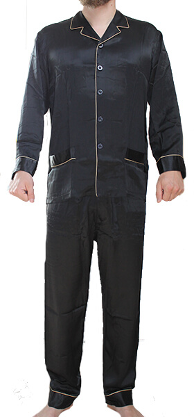Silke pyjamas sort, 100% silke 19momme