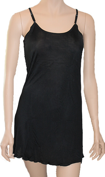Silke underkjole strikket, 100% silke jersey, farve sort str. S-M-L-XL