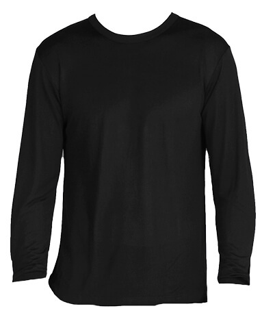 Silke tshirt lange ærmer og rund hals 100% silke - sort