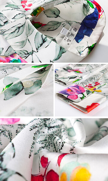 Silke skjorte print 93% silke, 7% Spandex