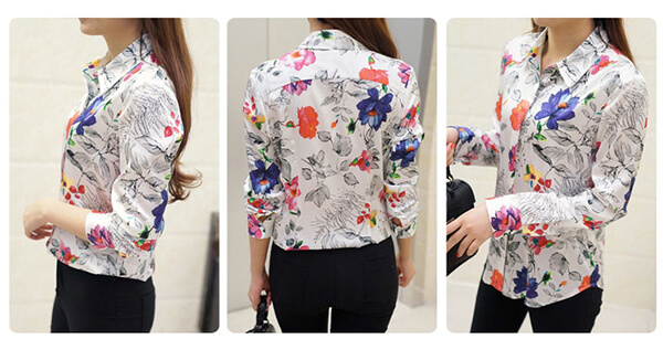 Silke skjorte print 93% silke, 7% Spandex