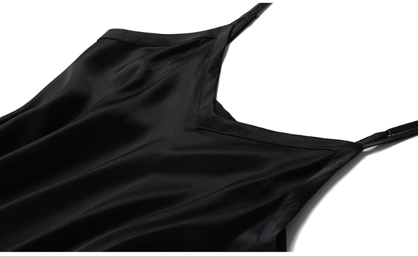 Silke Satin Underkjole, sort, 100% silke - Sort