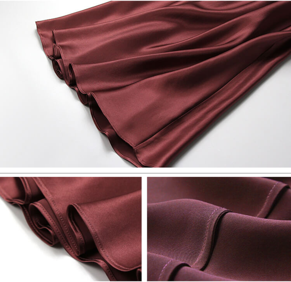 Silke Satin Underkjole, 100% silke - Vinrød