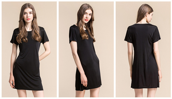 Silke Natkjole 100% silke - Sort