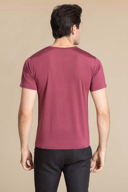 Silke t-shirt, 100% mulberry silke, unisex, vinrød