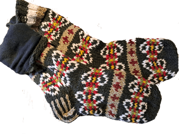 100% uld Hyggesokker FairTrade Nepal med fleece foer