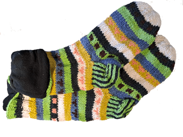 100% uld Hyggesokker FairTrade Nepal med fleece foer