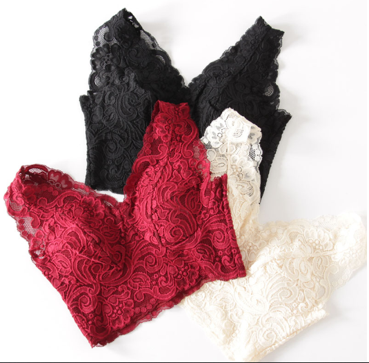 100% silke blonde BH top farve sort, vinrød, eller champagne