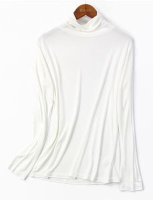 Silke Rullekrave Bluse 100% silke Hvid