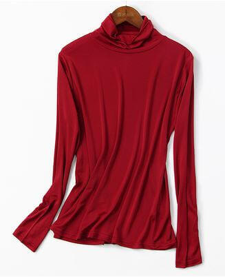 Silke Rullekrave Bluse 100% silke Rød