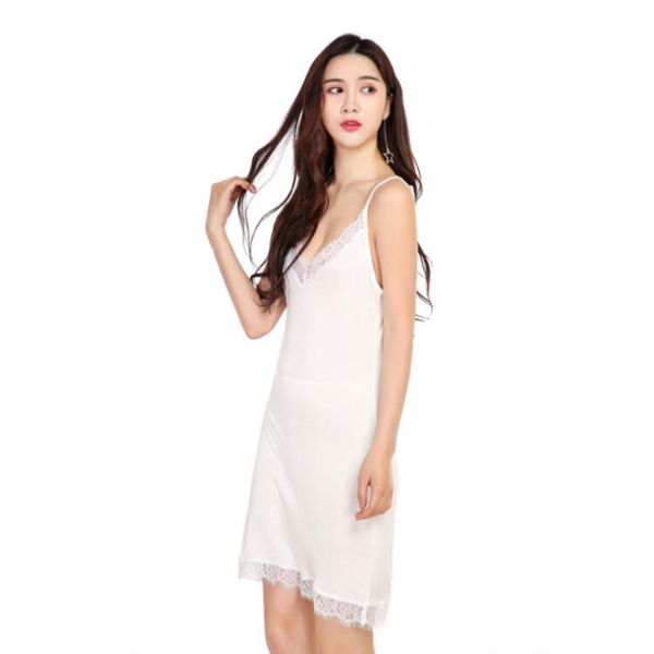 Silke jersey chemise 100% silke , Farve hvid