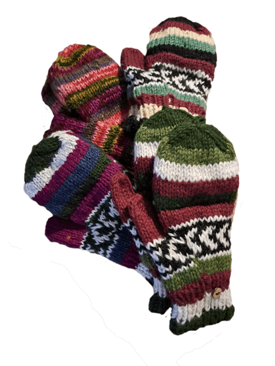 Håndstrikkede uldluffer 100% uld og meget varme.