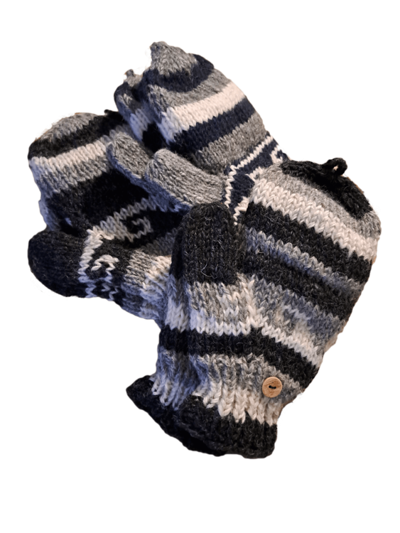 Håndstrikkede uldluffer 100% uld og meget varme.