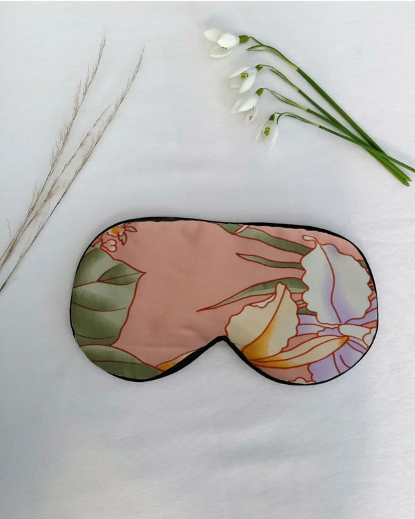 Blomstret-2 Silke SoveMaske -100% SilkeStof -100% SilkeFyld!