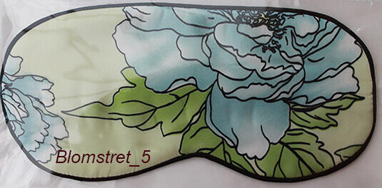 Silke øjenmaske - 100% silke stof & fyld! Blålige og lime blomster