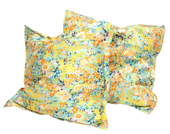 Silkepudebetræk med blomster i skønne pastelfarver, 19momme 100% mulberry silke