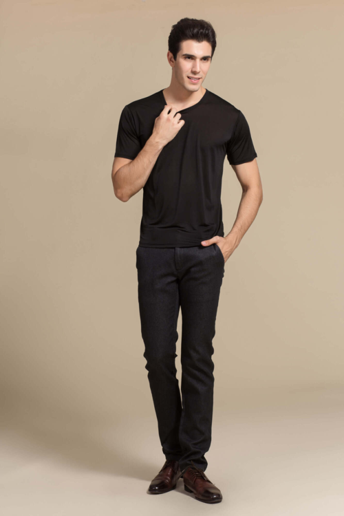 Silke tshirt 100% silke, sort