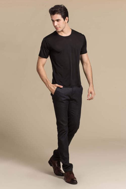 Silke tshirt 100% silke, sort