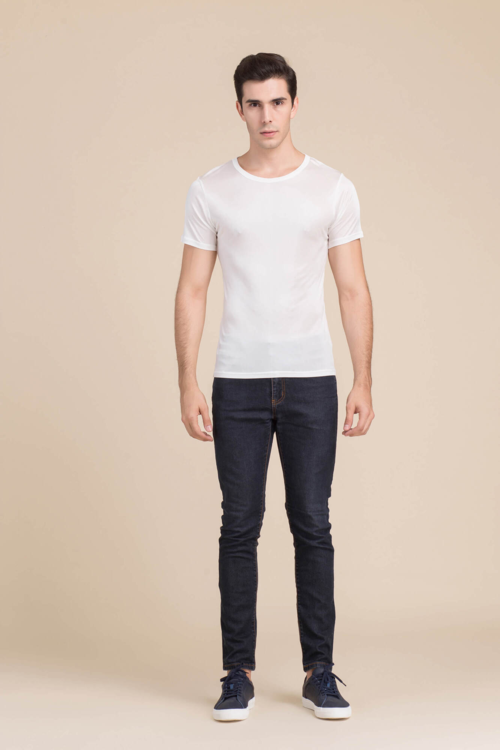 Silke tshirt unisex, 100% silke hvid
