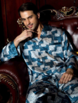 Silke pyjamas print, 100% silke