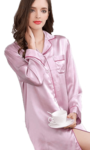 Silke Natskjorte 19momme, 100% silke - Pink