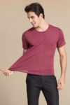 Silke t-shirt, 100% mulberry silke, unisex, vinrød
