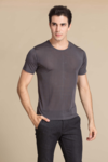 Silke t-shirt, 100% mulberry silke, unisex, Graa