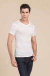 Silke tshirt unisex, 100% silke hvid