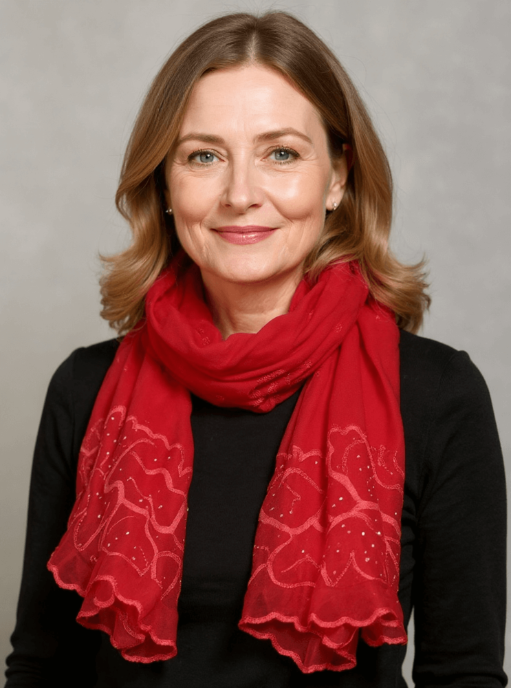 Silke Tørklæde Broderi Rød